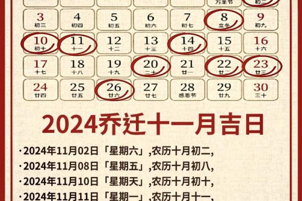 2024年12月乔迁黄道吉日 入宅纳福安居乐业