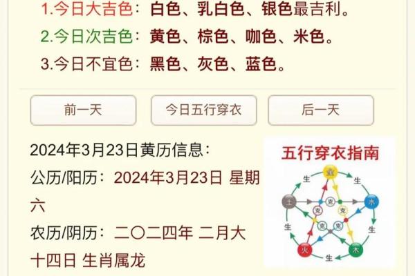 2025年3月23日每日穿衣五行颜色运势