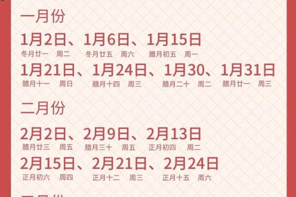 2025年元月搬家吉日一览表